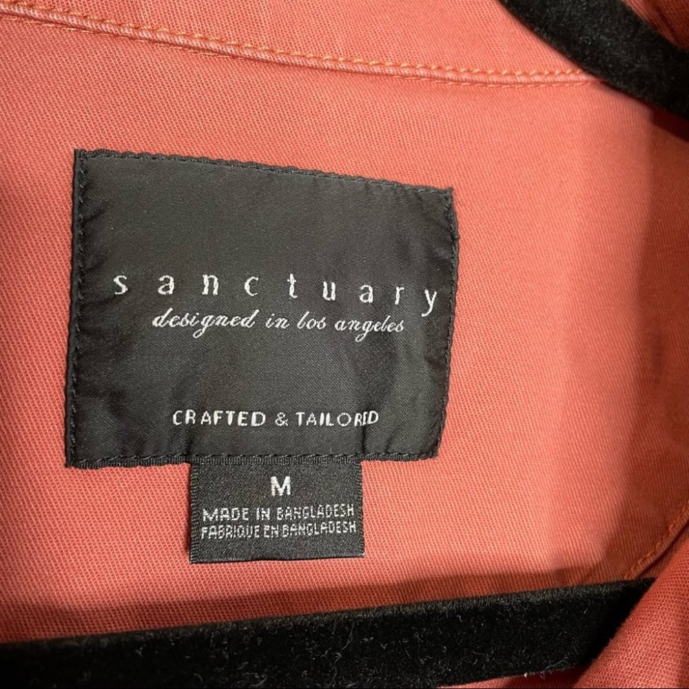 Sanctuary Dusty Rose Frayed Hem Snap Down Jean Shirt Jacket - Picture 7 of 8